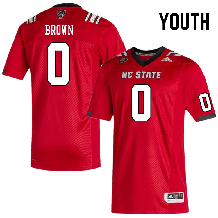 Youth #0 Sean Brown NC State Wolfpack College Football Jerseys Stitched Sale-Red - Click Image to Close